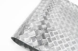 アルミ縞鋼板調メッキシルバー ラッピングシート 縞目模様 メタルチェッカー チェッカープレート